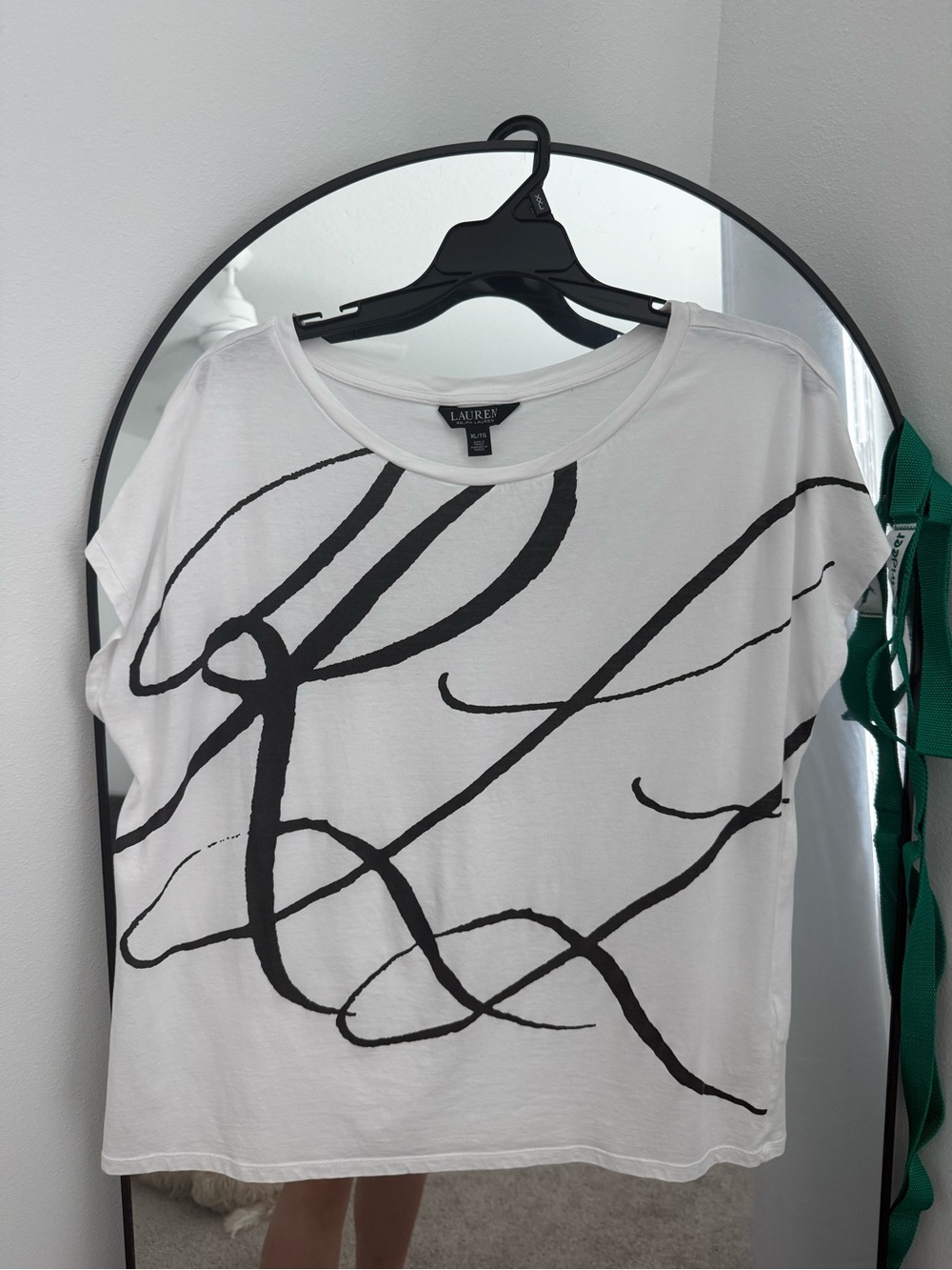 Ralph Lauren White Short Sleeve Tee with Black Script Design